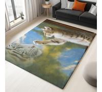 Anti Slip Area Rugs 180 x 240 cm Surrealism White Tiger Shorthair Cat Carpet, Non-Shedding Soft Fluffy Carpet Blue Modern Indoor Carpets - for Living Room Bedroom Dining Room Stylish Rug