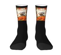 Anti-slip Athletic Socks, Welcome Fall With My Favorite Dog Bichon Dogs Pumpkin Autumn Maple Leaves, Men’s Sock Breathable Socks for Outdoor Walking 40cm