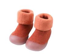 Anti Slip Baby Winter Thermal Sock Shoes Toddler Thick Fleece First Walking Shoes Warm Anti-collision Slipper Socks with Rubber Soles Kid Knit Pre-Walker Newborn Step Socks Girls Boys Home Shoes