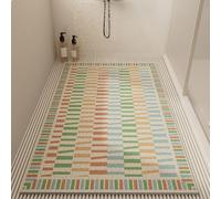 Anti-Slip Bath Mat 60x100cm Draining Luffa Shower Rug Non-Slip Bathroom Carpet with Geometric Design Quick-Dry Water Absorbent Floor Mat
