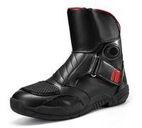Anti-Slip Breathable Motorcycle Boots for Men Women, Biker Shoes Casual Sneakers Microfiber Professional Waterproof Ankle Support,Red,44