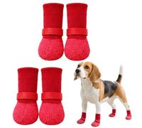 Anti Slip Dog Socks Boots,Dog Paw Protector with Adjustable Straps,Waterproof Dog Socks for Indoor Hardwood Floors & Outdoor Hot Pavement,Booties for Small Medium Dog Puppy (Red, Small)