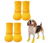 Anti Slip Dog Socks Boots,Dog Paw Protector with Adjustable Straps,Waterproof Dog Socks for Indoor Hardwood Floors & Outdoor Hot Pavement,Booties for Small Medium Dog Puppy (Yellow, Large)