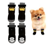 Anti Slip Dog Socks, Dog Paw Protectors 2 Pairs Paws Stop Licking Claw Grip Boots Shoes Cat Slippers Adjustable Strap Bandage for Pet Puppy Indoor Outdoor Hardwood Floor Walking (S)