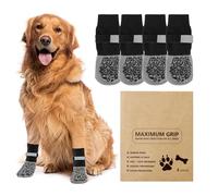 Anti Slip Dog Socks Paws Stop Licking, 2 Pairs Dog Boots Protector Socks with Performance Grip, Breathable Adjustable Cotton Dogs Boot Shoes, Protect Injured Paws, Ideal for Hardwood & Tile Floors