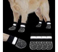 Anti Slip Dog Socks to Prevent Licking Paws Reflective Safety Dog Shoes for Hot Pavement Winter Dogs Boots Paw Protectors with Grippers for Hardwood Floors Small Medium Large Dogs (Leopard Print, XL)