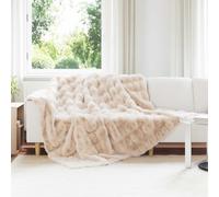 Anti-Slip Faux Rabbit Fur Blanket Olite 4 pcs Beige Polyester