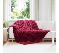 Anti-Slip Faux Rabbit Fur Blanket Olite 4 pcs Bordeaux Red