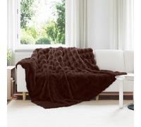 Anti-Slip Faux Rabbit Fur Blanket Olite 4 pcs Camel Polyester