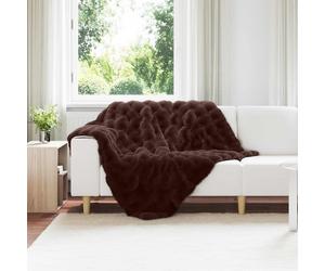 Anti-Slip Faux Rabbit Fur Blanket Olite 4 pcs Camel Polyester