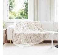 Anti-Slip Faux Rabbit Fur Blanket Olite 4 pcs White Polyester