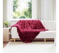 Anti-Slip Faux Rabbit Fur Blanket Olite Bordeaux Red Polyester
