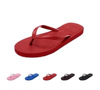 Anti-Slip Flat Flip Flops for Women with Yoga Mat Layer Open Toe Slip On Pool Slides Summer Comfortable Lightweight Thong Sandals for Shower Beach Travel Holidays Seaside Walks Red