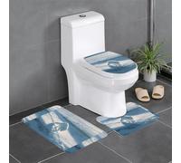 Anti-Slip Floor Mat 3-Piece Set HYTTER Arctic Fox on The Snowy Plains Printed U-Shaped Toilet Floor Mat, Tightly Attached, Absorbent & Durable, Thick & Comfortable