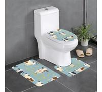 Anti-Slip Floor Mat 3-Piece Set HYTTER Cattle Farm Sanctuary Printed U-Shaped Toilet Floor Mat, Tightly Attached, Absorbent & Durable, Thick & Comfortable