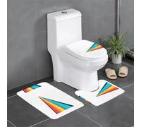 Anti-Slip Floor Mat 3-Piece Set HYTTER Colored Paper Airplanes Printed U-Shaped Toilet Floor Mat, Tightly Attached, Absorbent & Durable, Thick & Comfortable