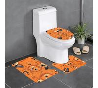 Anti-Slip Floor Mat 3-Piece Set HYTTER Cute Crying Chainsaw Printed U-Shaped Toilet Floor Mat, Tightly Attached, Absorbent & Durable, Thick & Comfortable