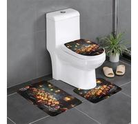 Anti-Slip Floor Mat 3-Piece Set HYTTER Fireworks on The skewers Printed U-Shaped Toilet Floor Mat, Tightly Attached, Absorbent & Durable, Thick & Comfortable
