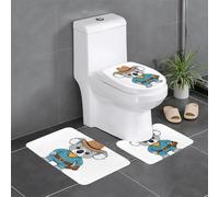 Anti-Slip Floor Mat 3-Piece Set HYTTER Handsome Cowboy Koala Printed U-Shaped Toilet Floor Mat, Tightly Attached, Absorbent & Durable, Thick & Comfortable