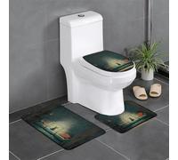 Anti-Slip Floor Mat 3-Piece Set HYTTER Kitten on The Sofa Printed U-Shaped Toilet Floor Mat, Tightly Attached, Absorbent & Durable, Thick & Comfortable