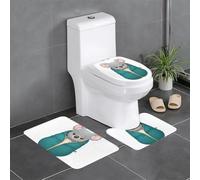 Anti-Slip Floor Mat 3-Piece Set HYTTER Koala in a Sleeping Bag Printed U-Shaped Toilet Floor Mat, Tightly Attached, Absorbent & Durable, Thick & Comfortable