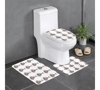 Anti-Slip Floor Mat 3-Piece Set HYTTER Little Rabbit Decorating Easter Eggs Printed U-Shaped Toilet Floor Mat, Tightly Attached, Absorbent & Durable, Thick & Comfortable