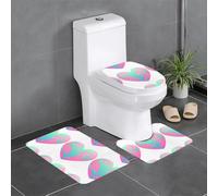 Anti-Slip Floor Mat 3-Piece Set HYTTER Love Heart Green Leaves Painting Printed U-Shaped Toilet Floor Mat, Tightly Attached, Absorbent & Durable, Thick & Comfortable