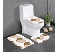 Anti-Slip Floor Mat 3-Piece Set HYTTER Love Heart Imitation Leopard Print Printed U-Shaped Toilet Floor Mat, Tightly Attached, Absorbent & Durable, Thick & Comfortable