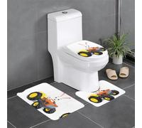 Anti-Slip Floor Mat 3-Piece Set HYTTER Rabbit on The Tractor Printed U-Shaped Toilet Floor Mat, Tightly Attached, Absorbent & Durable, Thick & Comfortable