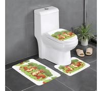Anti-Slip Floor Mat 3-Piece Set HYTTER Squirrels in The Apple Orchard Printed U-Shaped Toilet Floor Mat, Tightly Attached, Absorbent & Durable, Thick & Comfortable