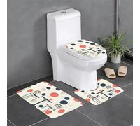 Anti-Slip Floor Mat 3-Piece Set HYTTER The Beauty of Circles Printed U-Shaped Toilet Floor Mat, Tightly Attached, Absorbent & Durable, Thick & Comfortable