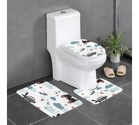Anti-Slip Floor Mat 3-Piece Set HYTTER The Cartoon Phenomenon Printed U-Shaped Toilet Floor Mat, Tightly Attached, Absorbent & Durable, Thick & Comfortable