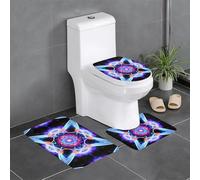 Anti-Slip Floor Mat 3-Piece Set WHJSHOP Four Dimensional Space Printing U-Shaped Toilet Floor Mat, Tightly Attached, Absorbent & Durable, Thick & Comfortable