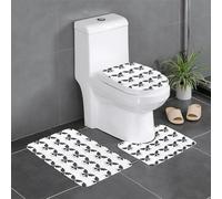 Anti-Slip Floor Mat 3-Piece Set YYHHAOFA Agile bat Butterfly Pattern U-Shaped Toilet Floor Mat, Tightly Attached, Absorbent & Durable, Thick & Comfortable