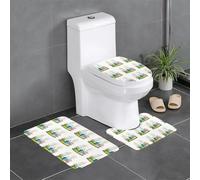 Anti-Slip Floor Mat 3-Piece Set YYHHAOFA All Things revived in Spring Pattern U-Shaped Toilet Floor Mat, Tightly Attached, Absorbent & Durable, Thick & Comfortable