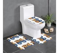 Anti-Slip Floor Mat 3-Piece Set YYHHAOFA Alphabet Hug Bear Pattern U-Shaped Toilet Floor Mat, Tightly Attached, Absorbent & Durable, Thick & Comfortable
