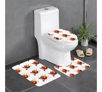 Anti-Slip Floor Mat 3-Piece Set YYHHAOFA Angry Fireball Pattern U-Shaped Toilet Floor Mat, Tightly Attached, Absorbent & Durable, Thick & Comfortable