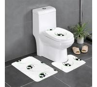 Anti-Slip Floor Mat 3-Piece Set YYHHAOFA Bamboo Leaf Moon Panda Pattern U-Shaped Toilet Floor Mat, Tightly Attached, Absorbent & Durable, Thick & Comfortable