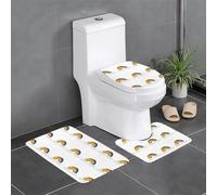 Anti-Slip Floor Mat 3-Piece Set YYHHAOFA Beautiful Embroidered Rainbow Pattern U-Shaped Toilet Floor Mat, Tightly Attached, Absorbent & Durable, Thick & Comfortable