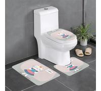 Anti-Slip Floor Mat 3-Piece Set YYHHAOFA Cat Holding Sorry Postcard Pattern U-Shaped Toilet Floor Mat, Tightly Attached, Absorbent & Durable, Thick & Comfortable
