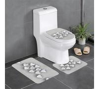 Anti-Slip Floor Mat 3-Piece Set YYHHAOFA Crystal Heart Pattern U-Shaped Toilet Floor Mat, Tightly Attached, Absorbent & Durable, Thick & Comfortable