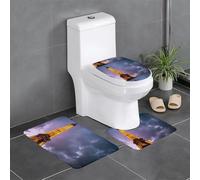 Anti-Slip Floor Mat 3-Piece Set YYHHAOFA Dazzling Paris Tower Pattern U-Shaped Toilet Floor Mat, Tightly Attached, Absorbent & Durable, Thick & Comfortable