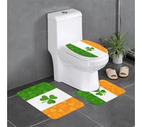 Anti-Slip Floor Mat 3-Piece Set YYHHAOFA Irish Flag Pattern U-Shaped Toilet Floor Mat, Tightly Attached, Absorbent & Durable, Thick & Comfortable