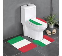 Anti-Slip Floor Mat 3-Piece Set YYHHAOFA Italy Flag Pattern U-Shaped Toilet Floor Mat, Tightly Attached, Absorbent & Durable, Thick & Comfortable