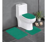 Anti-Slip Floor Mat 3-Piece Set YYHHAOFA Malachite Green Pattern U-Shaped Toilet Floor Mat, Tightly Attached, Absorbent & Durable, Thick & Comfortable