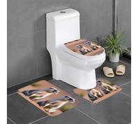 Anti-Slip Floor Mat 3-Piece Set YYHHAOFA Meerkat Looking at The Desert Pattern U-Shaped Toilet Floor Mat, Tightly Attached, Absorbent & Durable, Thick & Comfortable