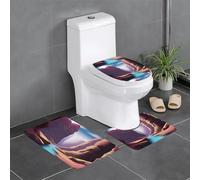 Anti-Slip Floor Mat 3-Piece Set YYHHAOFA Mysterious Canyon Pattern U-Shaped Toilet Floor Mat, Tightly Attached, Absorbent & Durable, Thick & Comfortable
