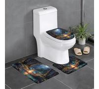 Anti-Slip Floor Mat Set of 3 DDCXZPP Bonfire by The Stream Printed U-Shaped Toilet Floor Mat, Tightly Attached, Absorbent & Durable, Thick & Comfortable
