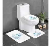 Anti-Slip Floor Mat Set of 3 DDCXZPP Bow tie Polar Bear Printed U-Shaped Toilet Floor Mat, Tightly Attached, Absorbent & Durable, Thick & Comfortable