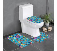 Anti-Slip Floor Mat Set of 3 DDCXZPP Colorful Butterflies Printed U-Shaped Toilet Floor Mat, Tightly Attached, Absorbent & Durable, Thick & Comfortable